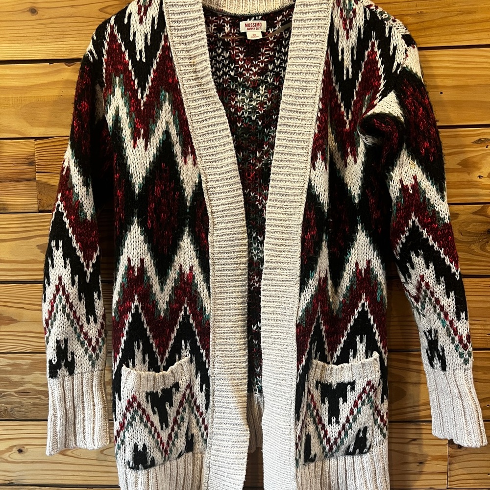 Mossimo Supply Co. Red and Black Chevron Cardigan